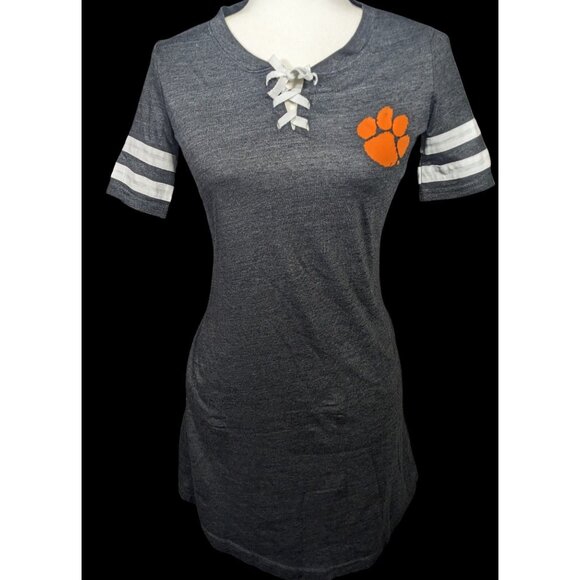Charcoal Clemson Tigers All-Star Lace-Up Tri-Blend Tee Dress Size XS - Picture 1 of 8